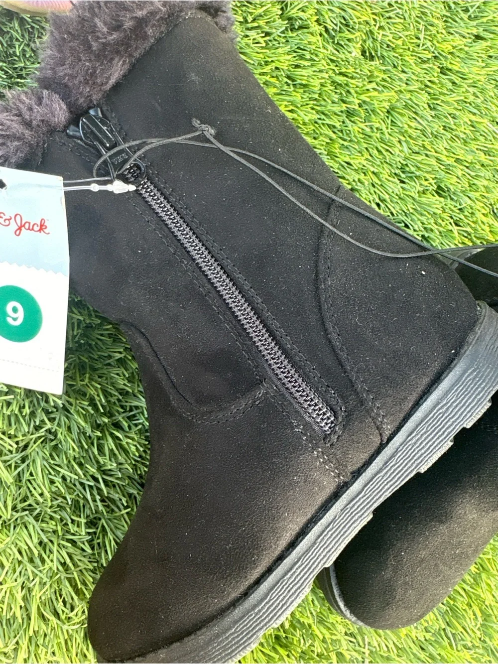 Cat & Jack Black Faux-Fur Kids Boots